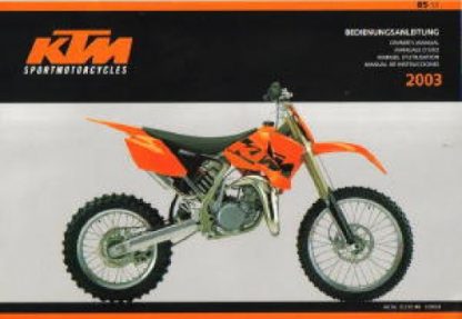 Official 2003 KTM 85SX Owners Handbook