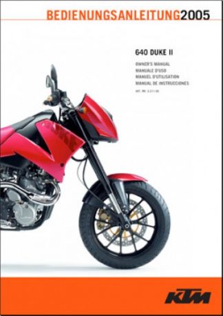 Official 2003-2005 KTM 640 LC4 Duke Owners Handbook