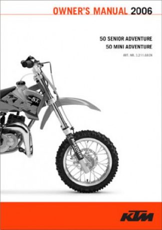 Official 2002-2006 KTM 50 Senior Mini Adventure Owners Manual Paper In Italian