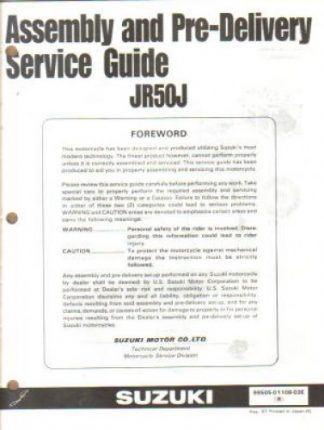 Used Official 1988 Suzuki JR50J Assembly Manual