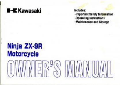 Official 2001 Kawasaki ZX900-E2 Ninja ZX-9R Owners Manual