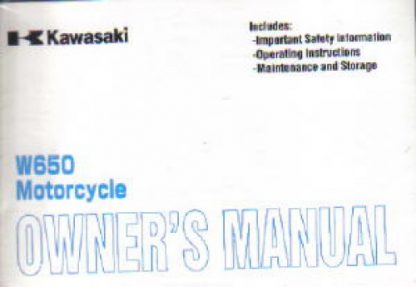 Official 2001 Kawasaki EJ650 W650 Owners Manual