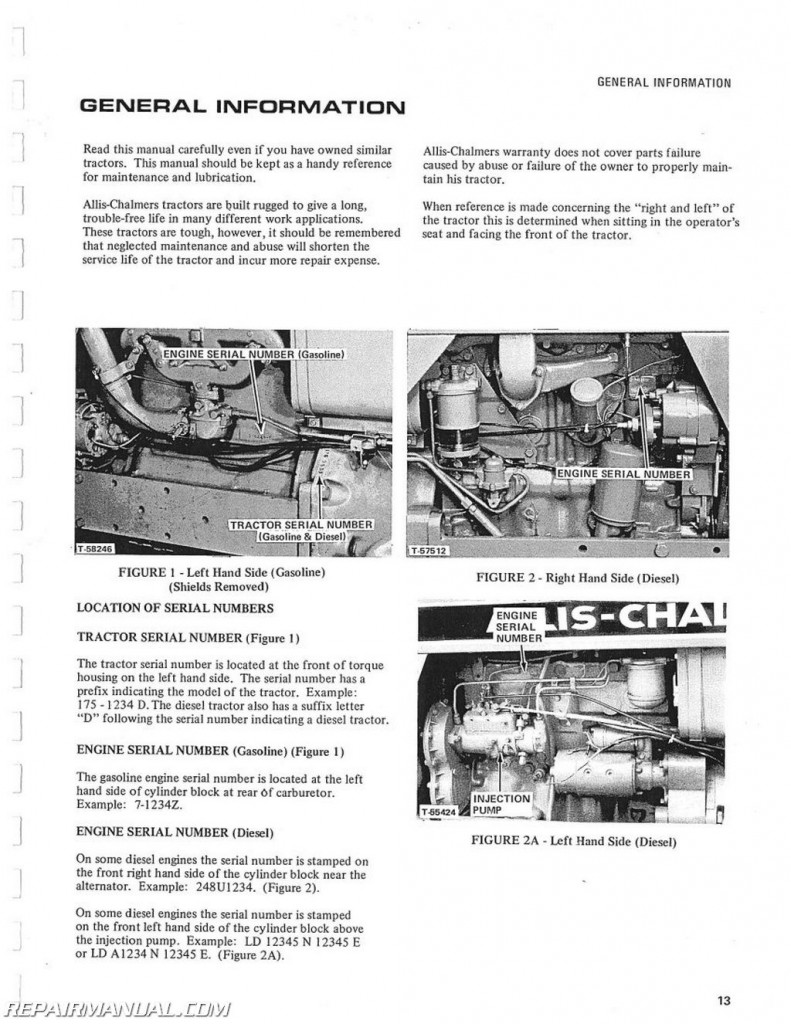 Allis Chalmers 175 Gas And Diesel Operators Manual