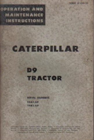 Used Caterpillar D9 Tractor Operators Maintenance Manual