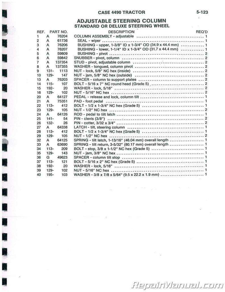 Case Diesel 4490 Diesel 4WD Parts Manual