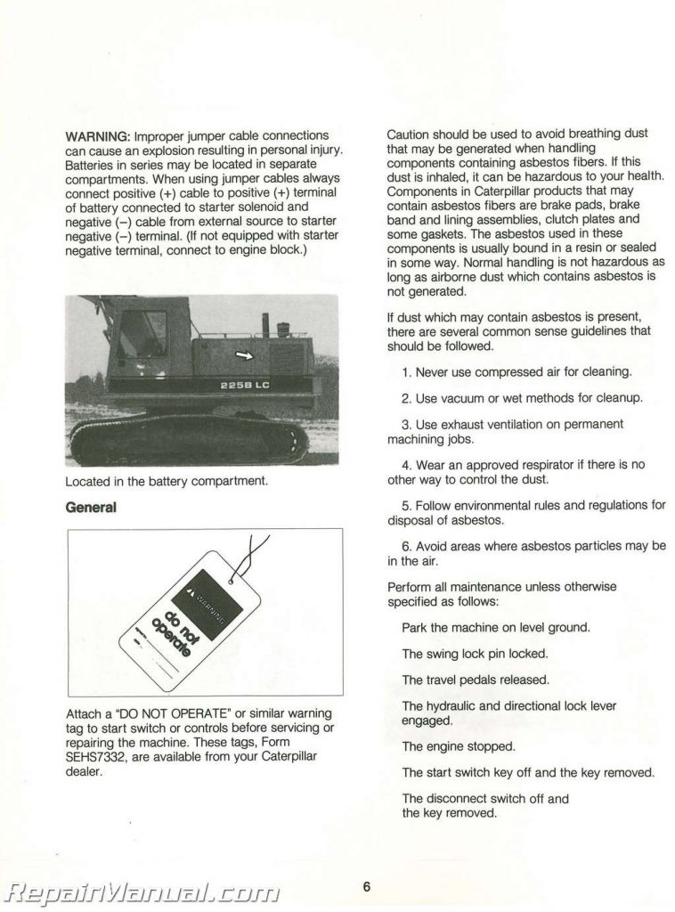 Caterpillar 225B 2ZD1 Up 229 1GF1 Up Tractor Operators Manual