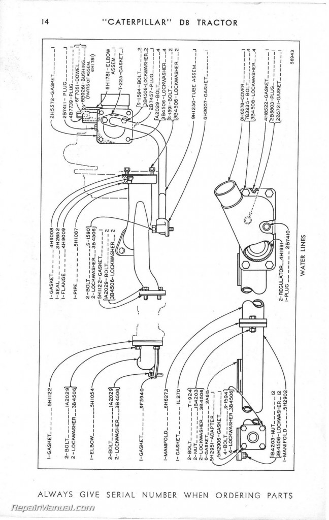 Caterpillar D8 Tractor Direct Drive Parts Manual