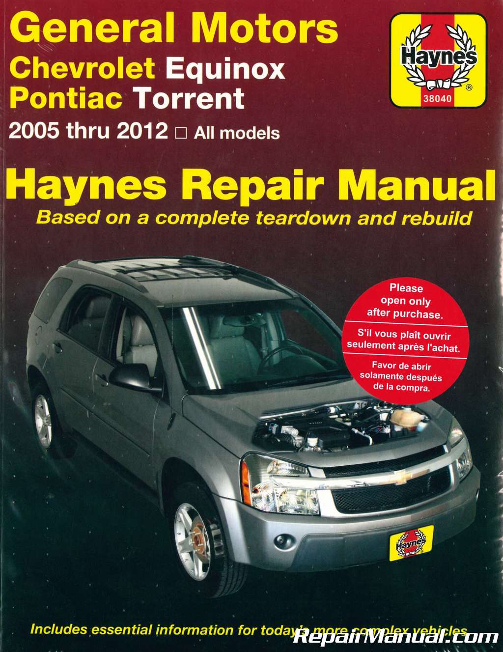 Haynes Chevrolet Equinox And Pontiac Torrent 2005 2012 Repair Manual