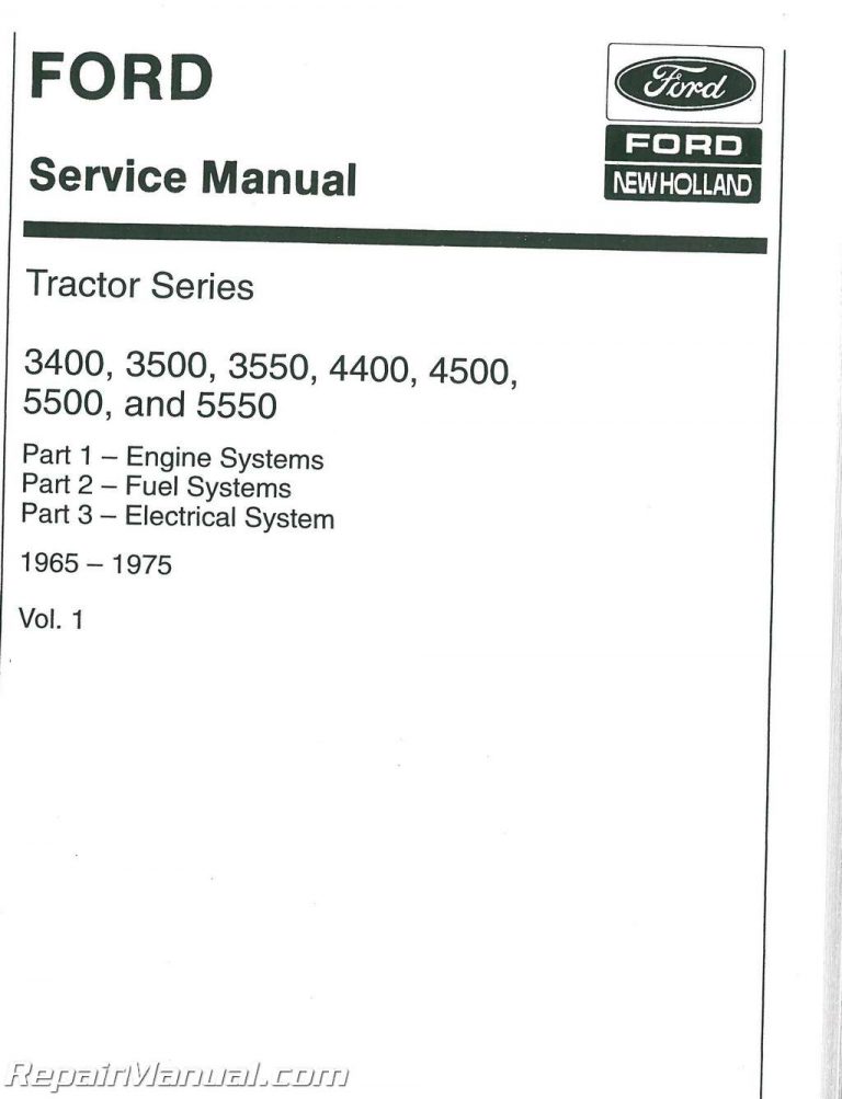 FORD 3400 3500 3550 4500 Ind 3-Cyl Tractor Only 65-75 Service Manual