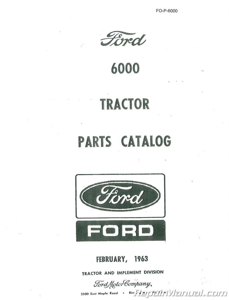 Ford New Holland 6000 And Commander 6000 Parts Manual