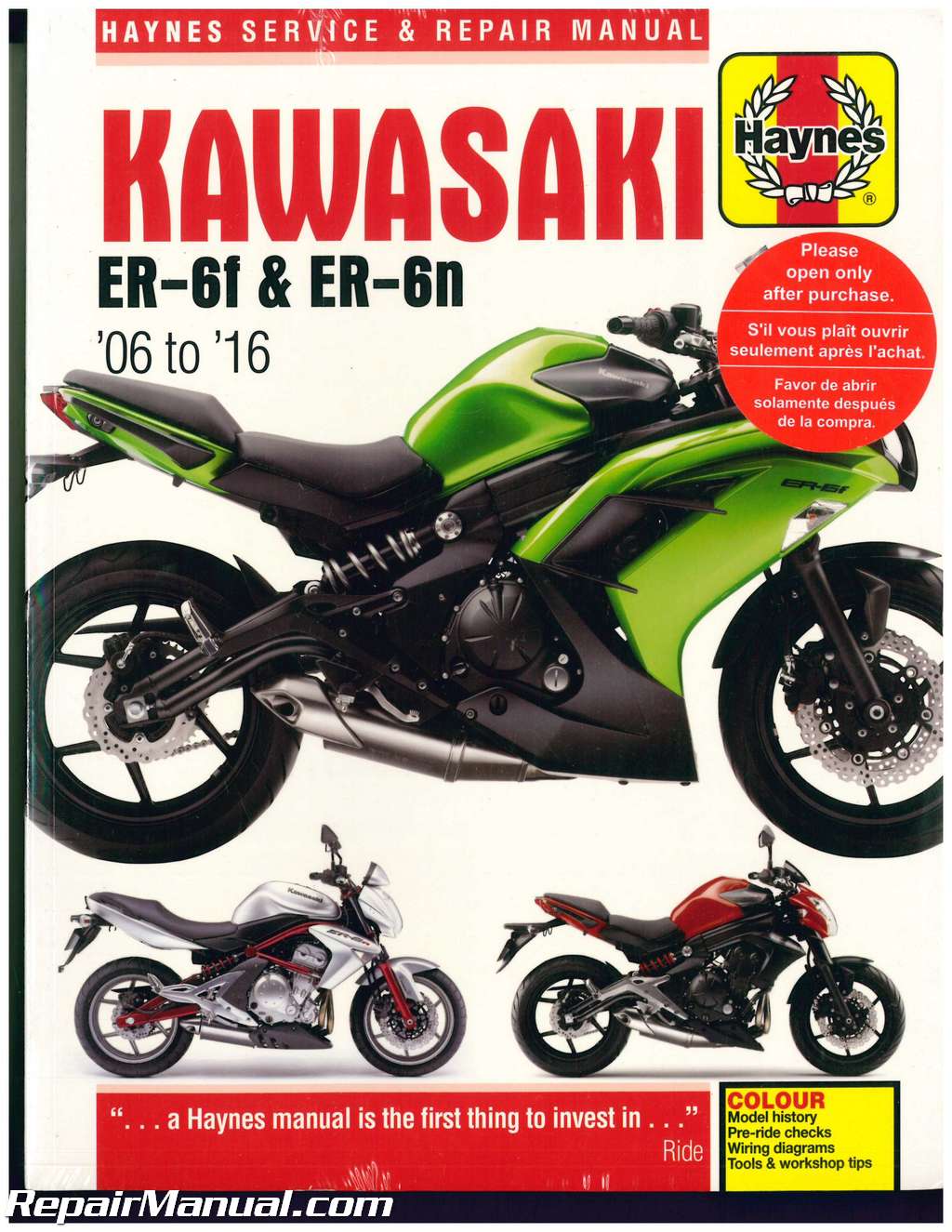 Leeds Udtale Quagmire Haynes Kawasaki EX650 And ER650 2006-2016 Motorcycle Repair Manual