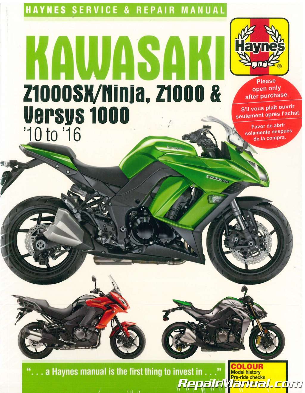 Fem politi evigt Haynes Kawasaki Z1000SX / Versys 2010-2016 Motorcycle Repair Manual