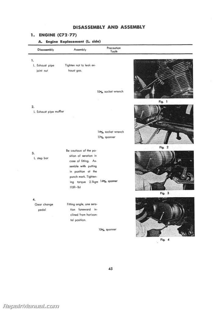 Honda 1961-1968 C72 C77 CS72 CS77 CB72 CB77 250cc Motorcycle Service Manual