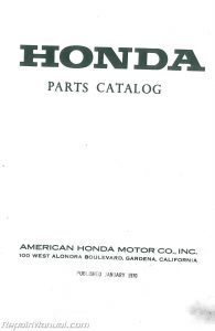 Honda CB160 Motorcycle Parts Manual