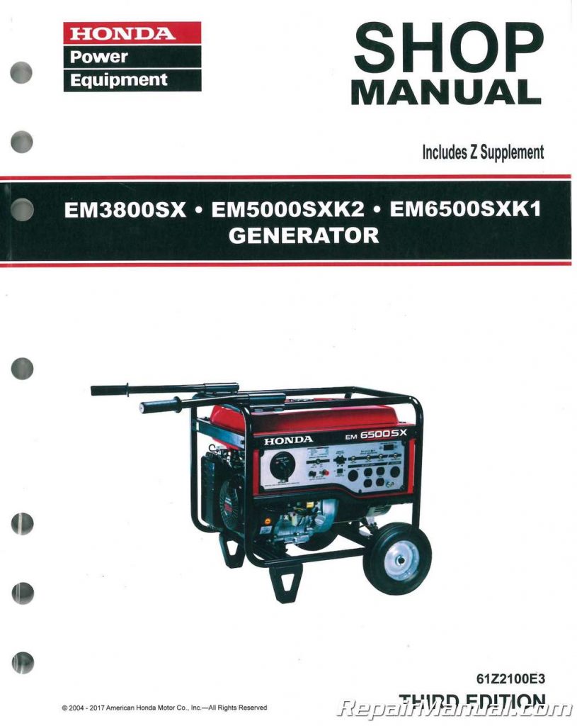 Honda EM3800SX EM5000SXK2 And EM6500SXK1 Generator Shop Manual