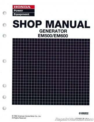 Honda EM3000 EM4000 EMS4000 And EMS4500 Generator Shop Manual