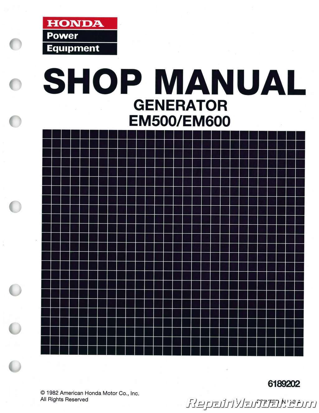 Honda EM500 EM600 Generator Shop Manual