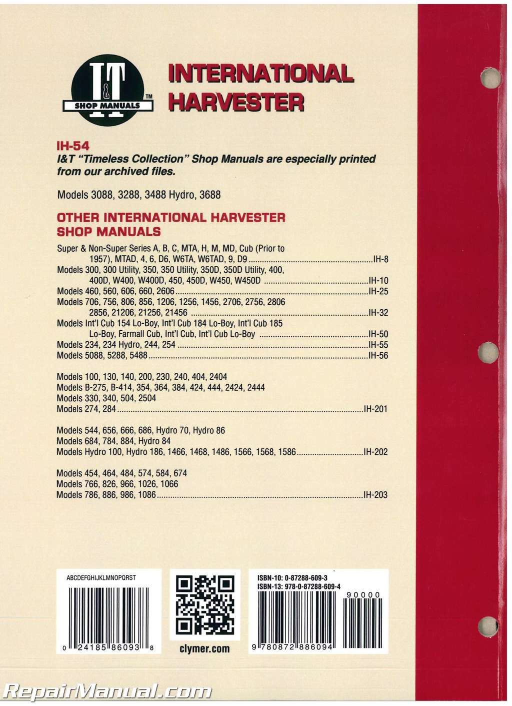 International Harvester 3088, 3288, 3488 Hydro, 3688 ... ih farmall 460 wiring diagram 