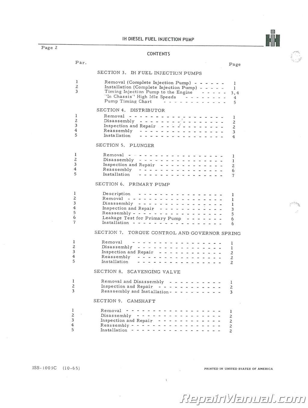 International Harvester Td 9 Crawler Diesel Pump Bosch Service Manual