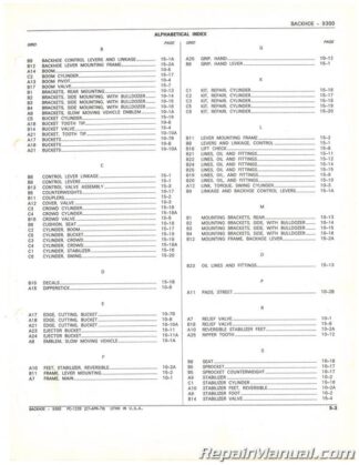 Used John Deere 9300 Backhoe Parts Manual