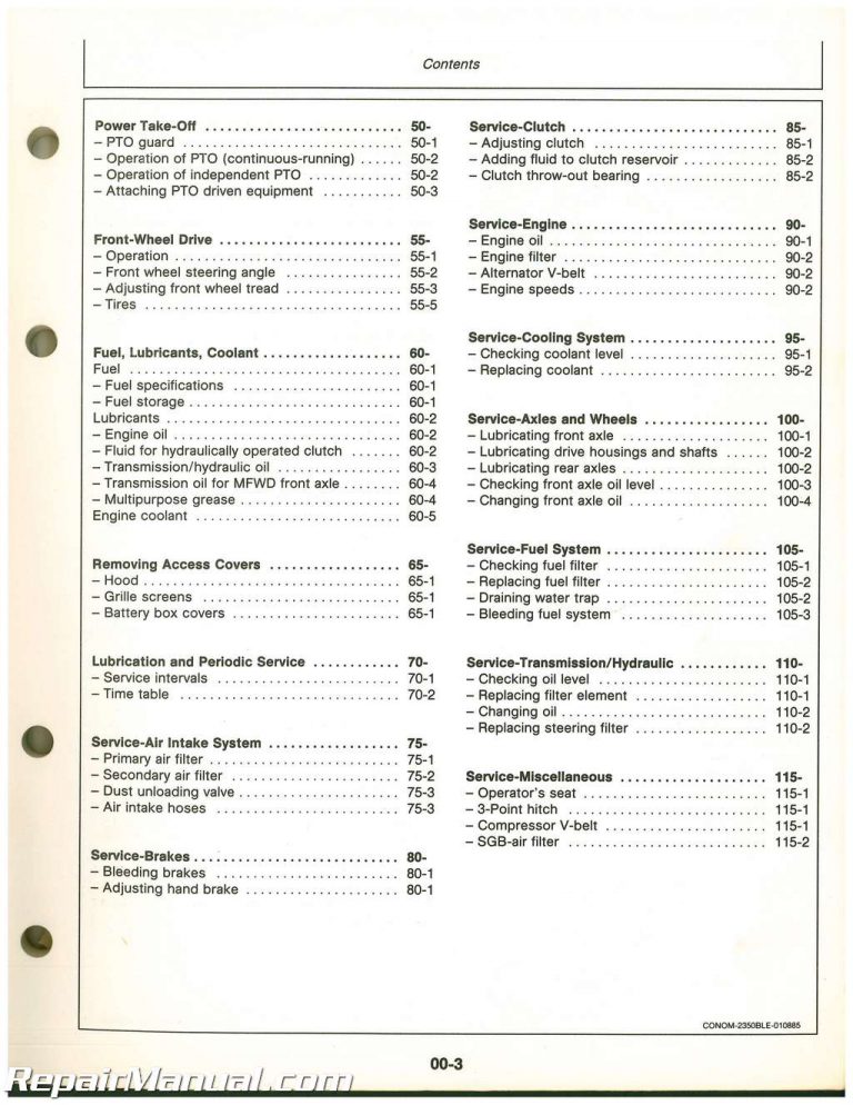 John Deere 2350 and 2550 Tractors Operators Manual