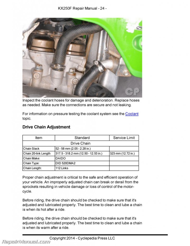 Kawasaki KX250F Cyclepedia Printed Motorcycle Service Manual 2006-2010