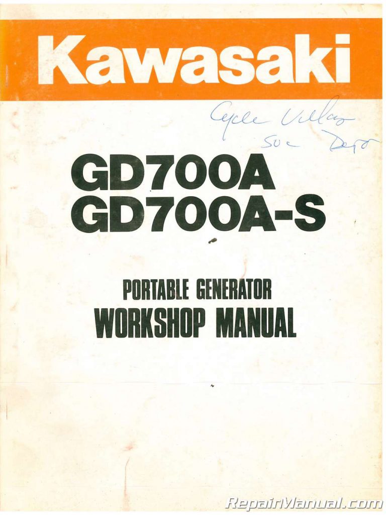 Used Kawasaki GD700A GD700A-S Portable Generator Service Manual