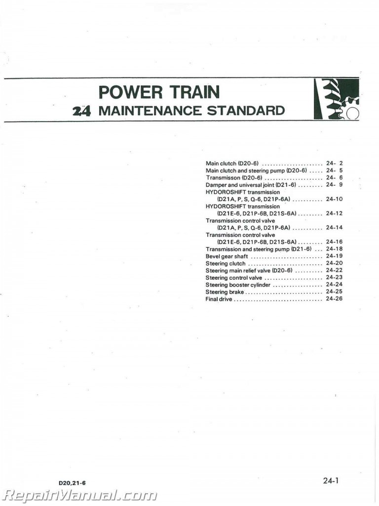 Komatsu D20 D21 D31 D37 CHASSIS ONLY Service Manual