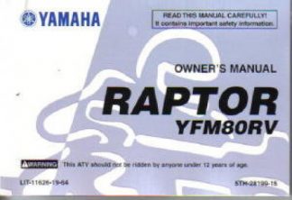 Official 2006 Yamaha YFM80RV Raptor ATV Owners Manual