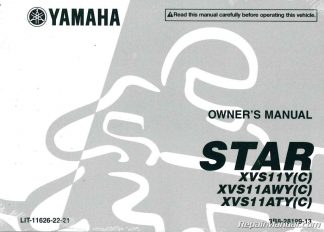 2009 Yamaha XVS1100 V-Star Owners Manual