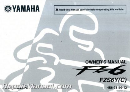 Official 2009 Yamaha FZ6 Motorcycle Factory Owners Manual