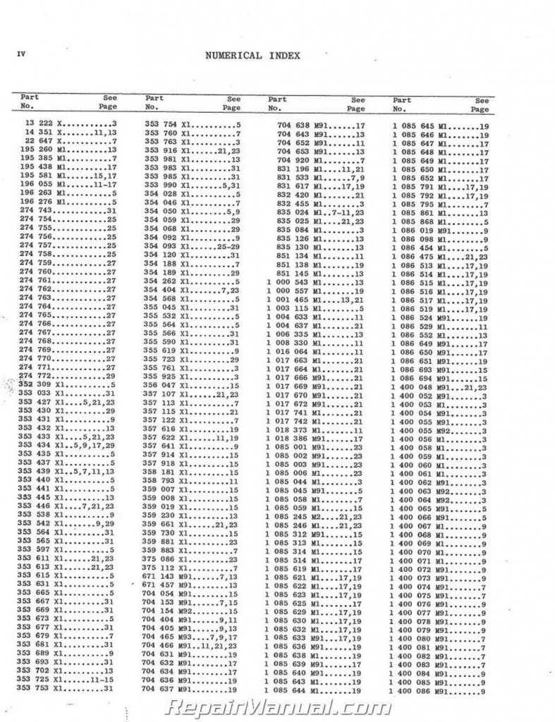 Massey Ferguson MF 220 Industrial Backhoe Parts Manual