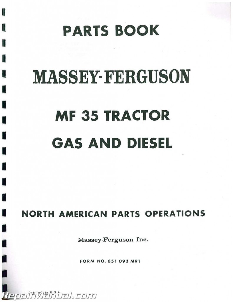 Massey Ferguson MF 35 Gas Diesel Tractor Parts Manual