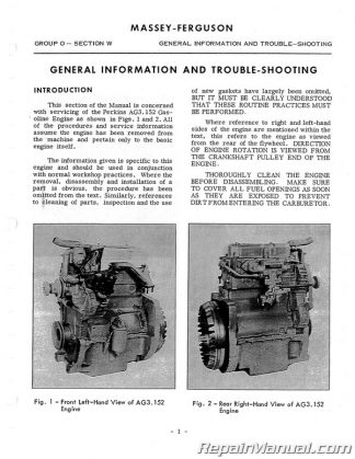 Massey Ferguson MF135 MF150 Tractor Service Manual