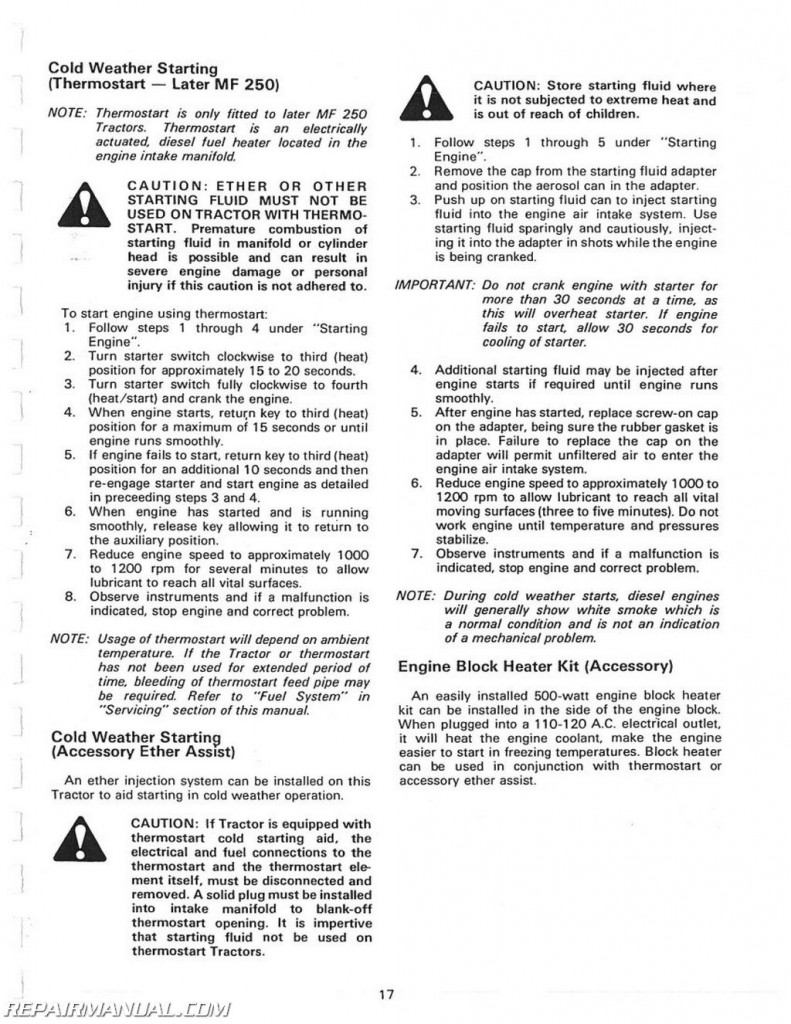 Massey Ferguson MF240 and 250 Operators Manual