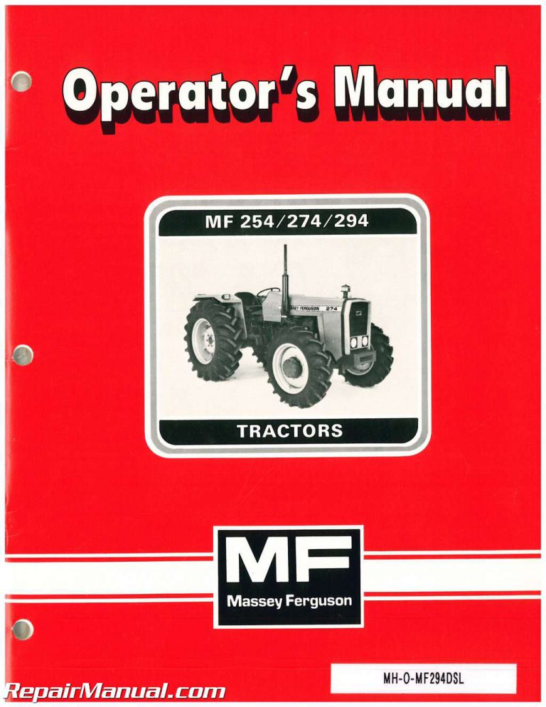 Massey Ferguson Mf254 274 294 Operators Manual