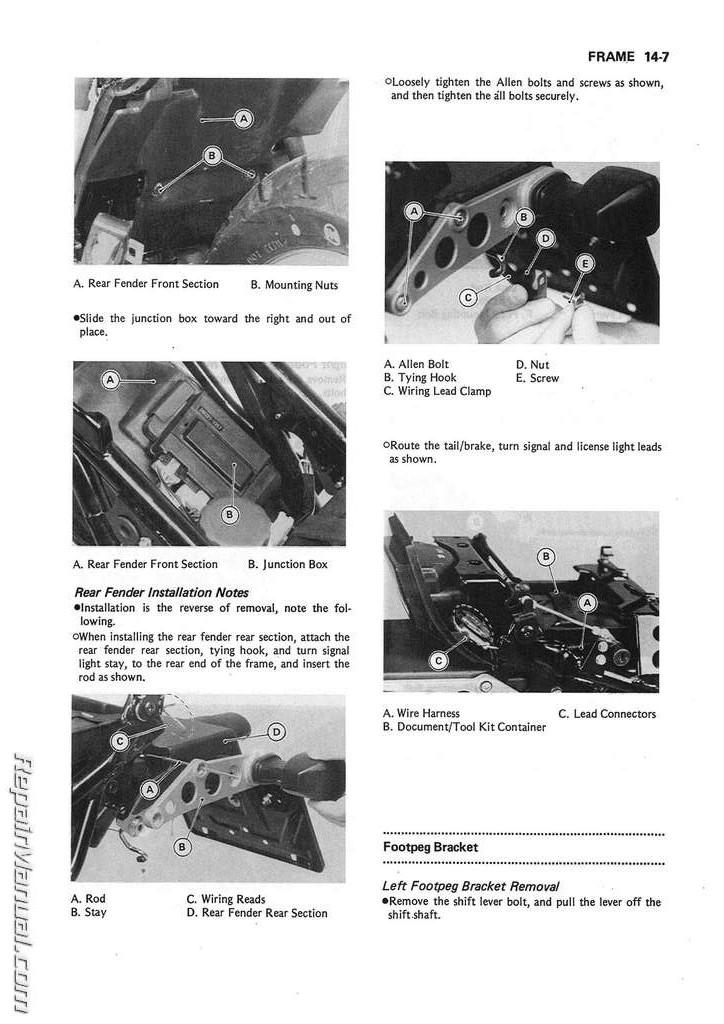 Kawasaki EX250 Motorcycle Eliminator Service Manual