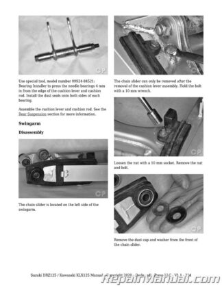 Suzuki DR-Z125 Kawasaki KLX125 Cyclepedia Printed Service Manual