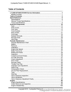 Suzuki Kawasaki DVX400 KFX400 LT-Z400 Cyclepedia Printed ATV Service Manual