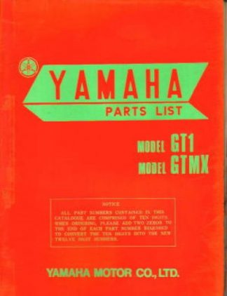 Used Official 1973 Yamaha GT1 and the GTMX Parts List Factory Parts Manual