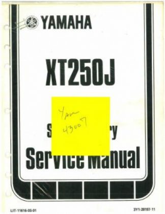 Used Official 1982 Yamaha XT250J Factory Supplementary Service Manual