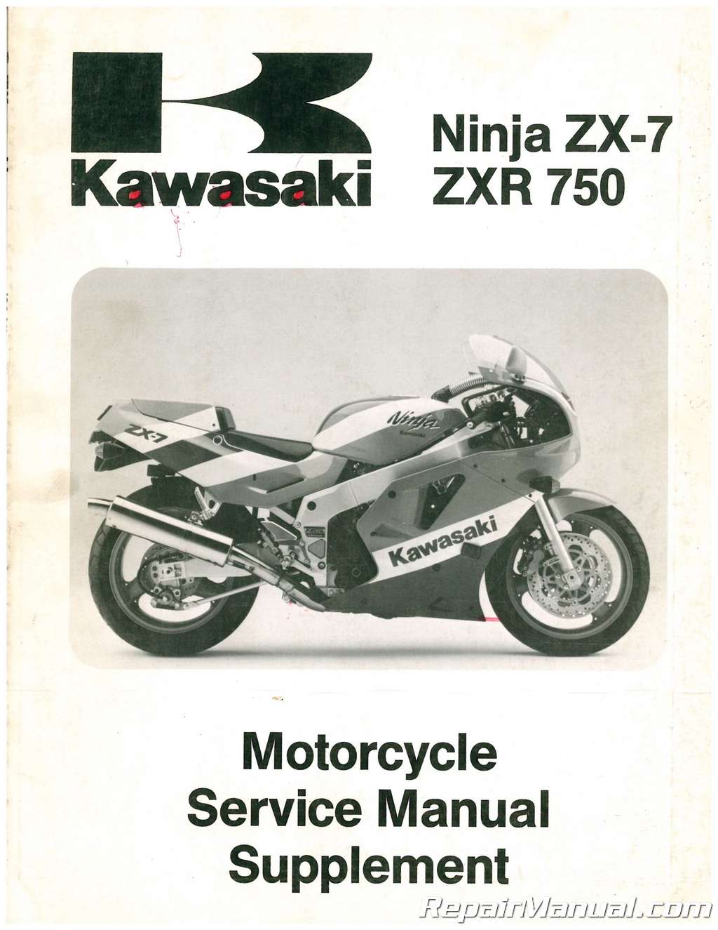 Gummi Afgørelse ufravigelige Used 1990 Kawasaki ZX-7 ZXR750 Ninja Service Manual Supplement