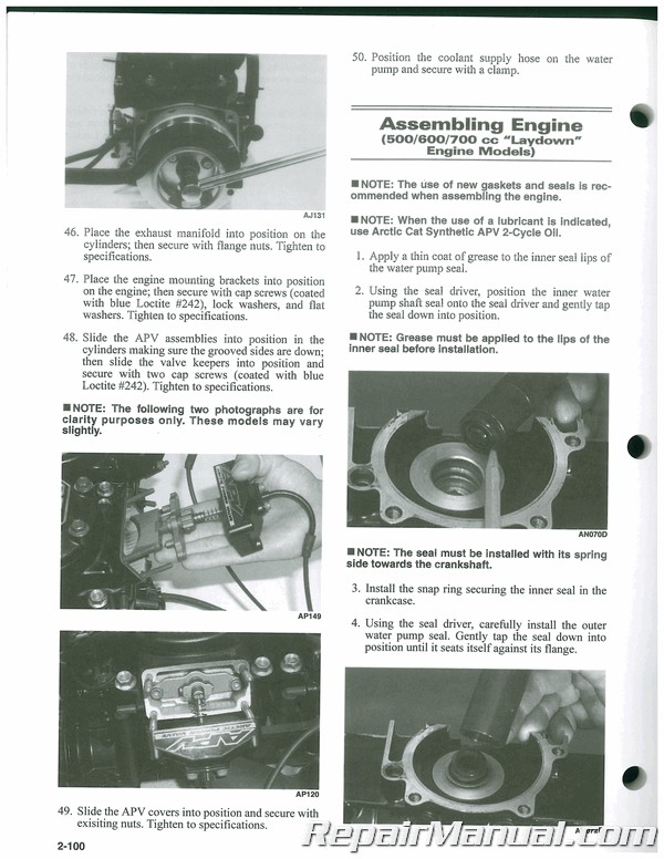 Used 2005 Arctic Cat Snowmobile Service Repair Manual Volume 1