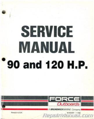 Used Force 90hp 120hp Outboard Engine 1992 Printed Repair Service Manual