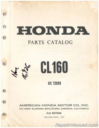 Used Vintage OEM Honda CL160 Motorcycle Parts Manual Original