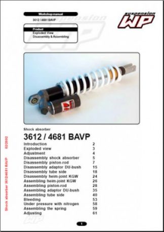 Official KTM WP 3612 4681 BAVP Suspension Shock Absorber Workshop Manual