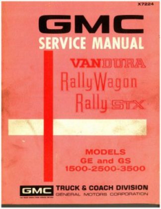 1971 GMC Service Manual Vandura Rally Wagon Rally STX Used