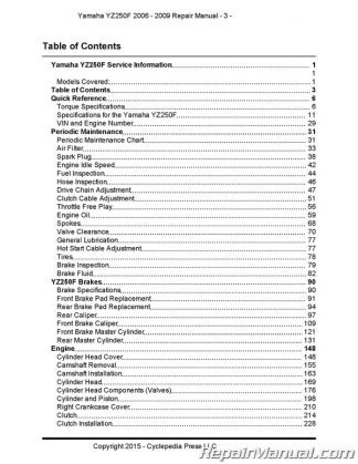 Yamaha YZ250F Cyclepedia Printed Motorcycle Service Manual 2006 – 2009