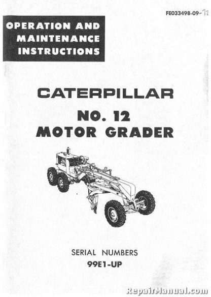 Caterpillar 12 Motor Grader Operators Manual