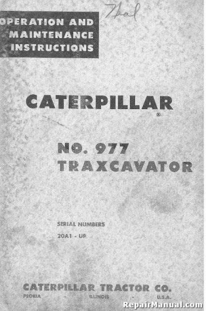 Caterpillar 977 Traxcavator Operators Maintenance Manual